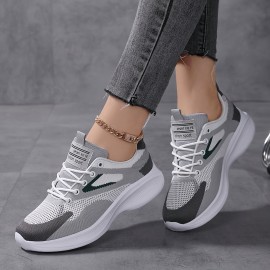 Women's Breathable Platform Sneakers - Comfortable Lace Up Running Shoes