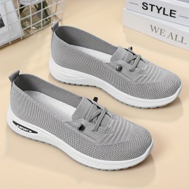 Womens Lightweight Knitted Sneakers - Breathable Slip-On Walking Trainers with Arch Support - Fashionable & Comfy Outdoor Running Sock Shoes for All-Season Wear