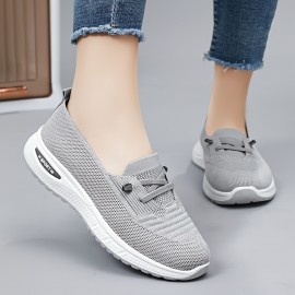 Womens Lightweight Knitted Sneakers - Breathable Slip-On Walking Trainers with Arch Support - Fashionable & Comfy Outdoor Running Sock Shoes for All-Season Wear