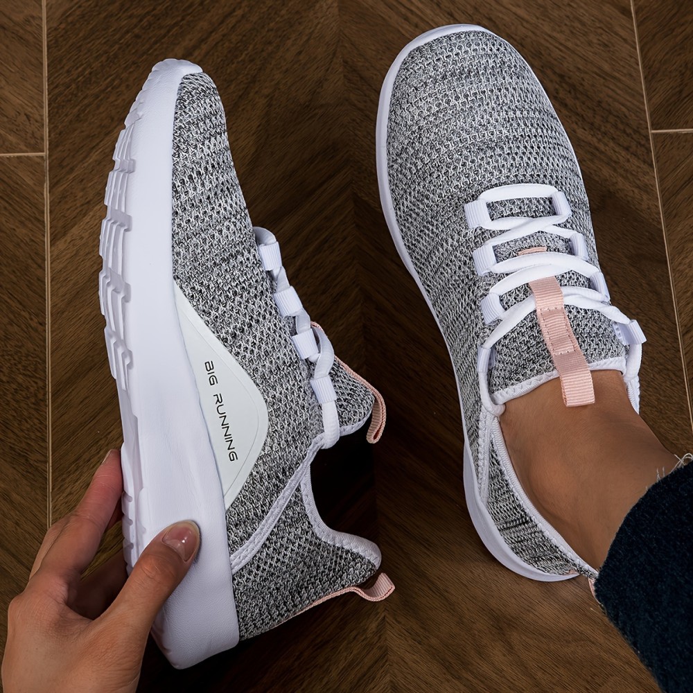 Women's Breathable Knit Sneakers - Lightweight Low Top Outdoor Shoes