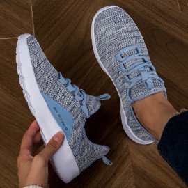 Women's Breathable Knit Sneakers - Lightweight Low Top Outdoor Shoes