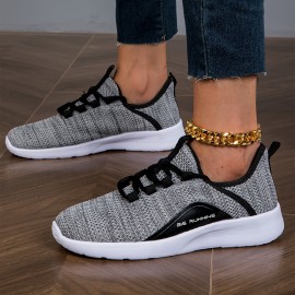 Women's Breathable Knit Sneakers - Lightweight Low Top Outdoor Shoes