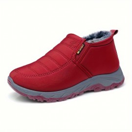 Women's Solid Color Winter Sneakers, Soft Sole Platform Fleece Lining Shoes, Plush Non-slip Low-top Shoes