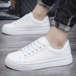 Men's Casual Solid Color Low Top Skateboard Shoes, Lightweight Non-slip Sneakers For All Seasons