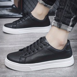 Men's Casual Solid Color Low Top Skateboard Shoes, Lightweight Non-slip Sneakers For All Seasons