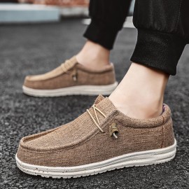 Men's Trendy Solid Loafer Shoes, Comfy Non Slip Casual Canvas Shoes For Men's Outdoor Activities