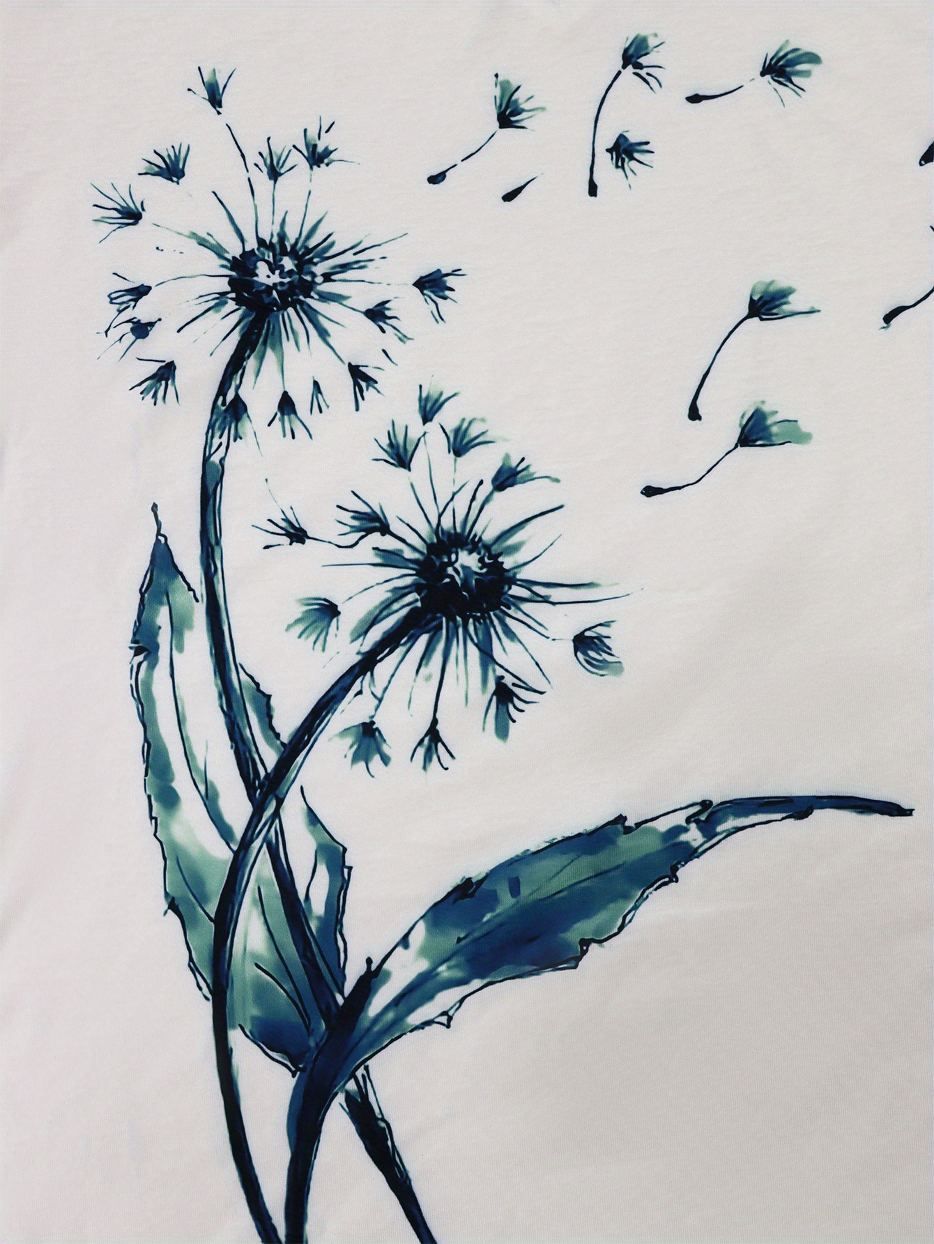 dandelion print v neck t shirt casual short sleeve t shirt for spring summer womens clothing details 3