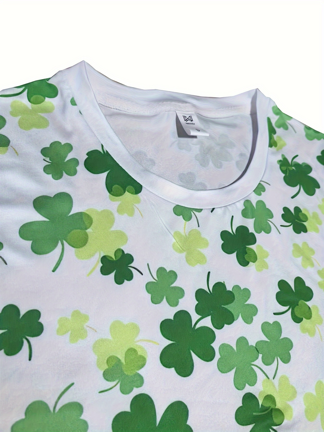 clover print crew neck t shirt casual short sleeve t shirt for spring summer womens clothing st patricks day details 10