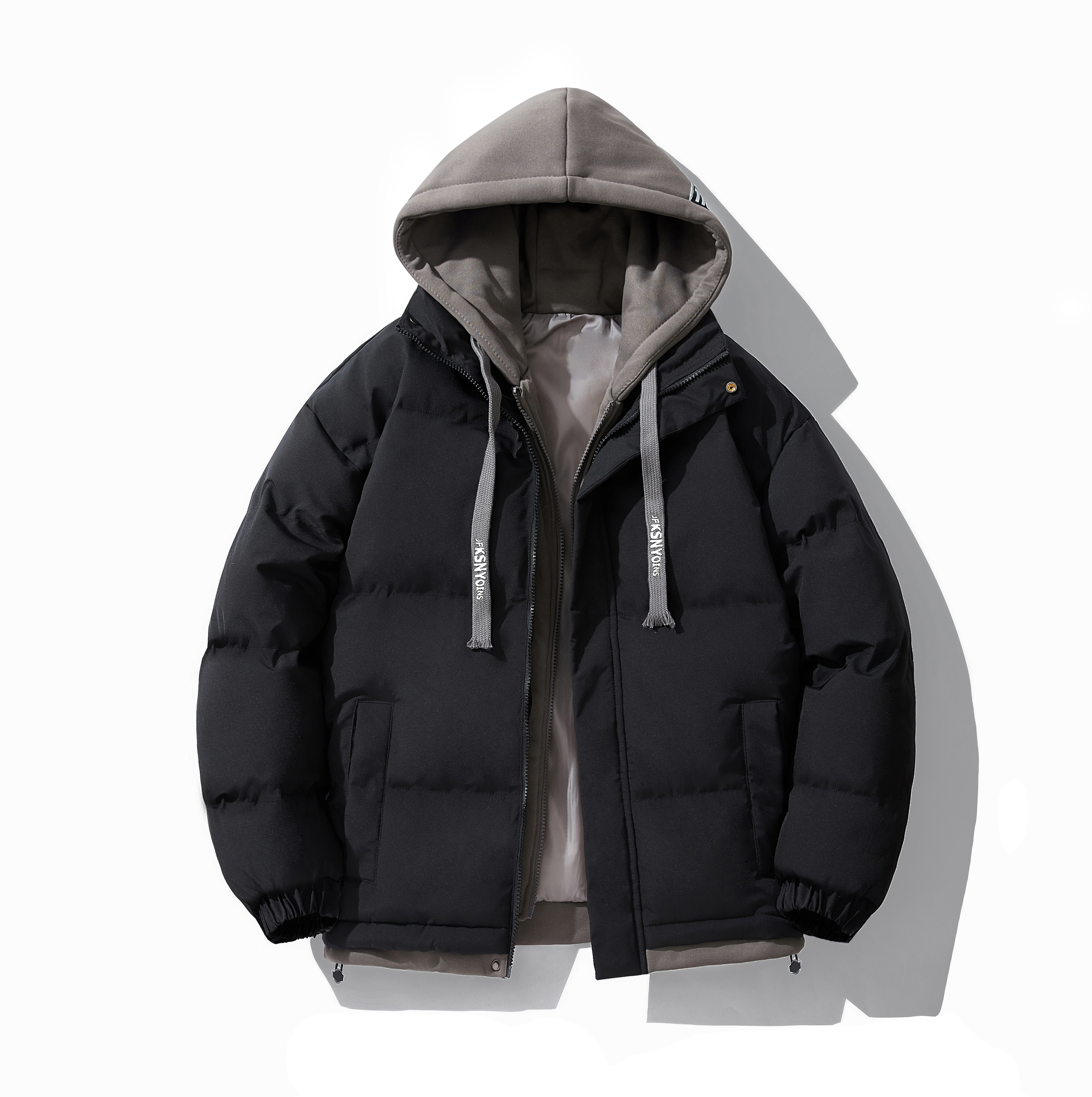 mens warm thick winter jacket casual hooded jacket coat details 0