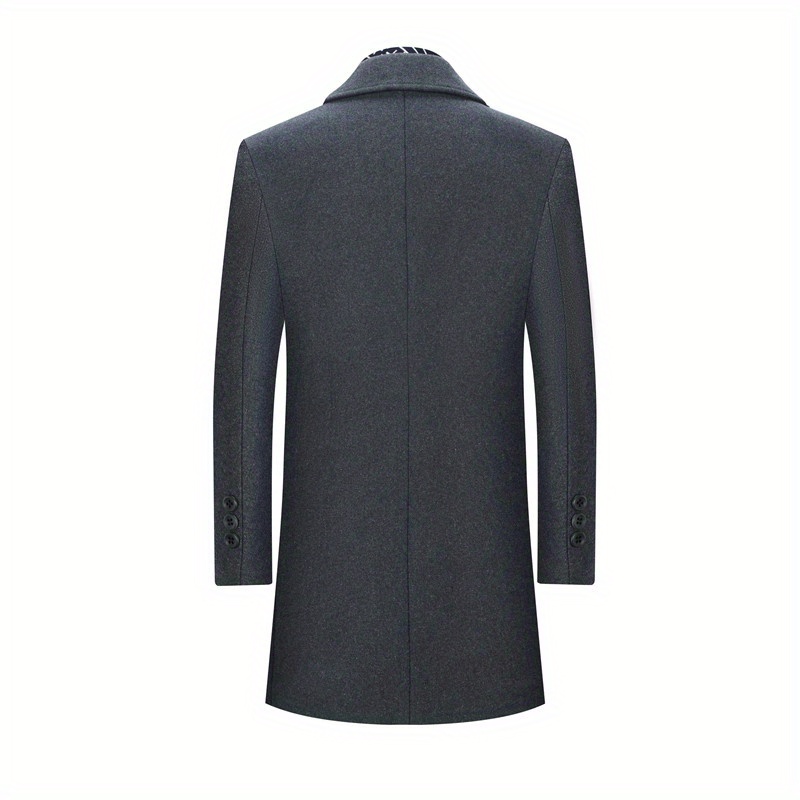 mens single breasted trench coat casual elegant lapel wool blend overcoat for fall winter details 3