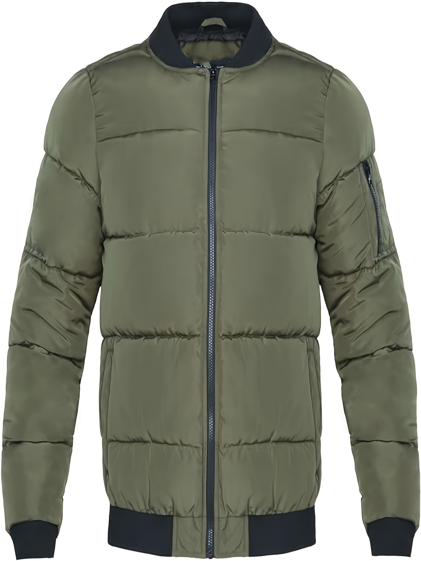 mens olive green winter bomber jacket luxurious warmth and rugged style advanced thermal insulation wind water resistant multi functional pockets for enhanced practicality details 1