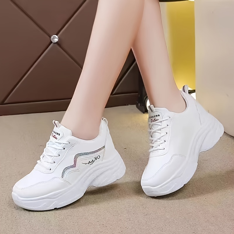 glitter chunky sneakers women s height increasing low top details 8