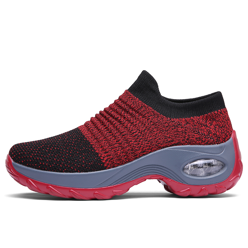 womens breathable knit sneakers casual slip on outdoor shoes lightweight low top air cushion shoes details 6