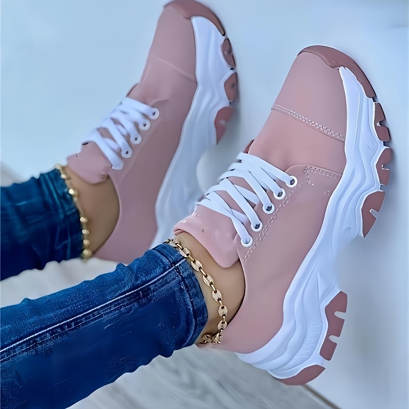 womens platform sneakers casual lace up outdoor shoes womens comfortable low top shoes details 4